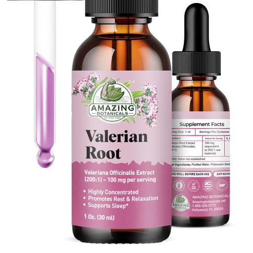 [BRSW22QDBANWCCDH] Valerian Root Drops for Sleep - Organic Valerian Root Tincture Extract 100mg per Serving - for Relaxation and Calm - 1 FL OZ, 30 Servings