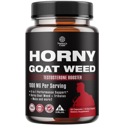 [BRSRMGD2PN4AK3A2] Horny Goat Weed for Male Enhancement - Testosterone Booster Supplement for Men - 1000mg per serving Complex with Tongkat Ali Saw Palmetto Extract & Panax Ginseng - Black Maca Root for Stamina & Energy