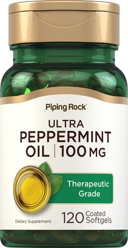 [BRSWYYA5CIJWY3YV] Piping Rock Peppermint Oil Softgel Supplement | 100mg | 120 Pills | Therapeutic Grade Extract | Non-GMO, No Artificial Sweetener, Gluten Free