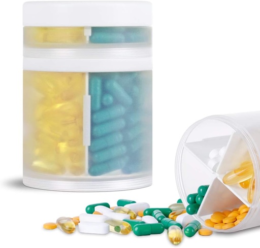 [BRSWGALYAUBWA2DD] Compartments Double Layers Medicine Dispenser Monthly Vitamins Organizers Pill Bottle, Transparent