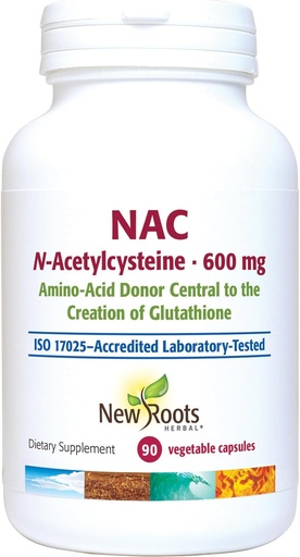 [BRSRMFQHCIHR6H36] NAC Supplement N-AcetylCysteine, NAC 600mg per Serving | Vegan, Non-GMO | Gluten Free (90 Vegetable Capsules) | New Roots Herbal