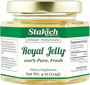 [BRSWIYYFCF5BEDAV] Stakich Fresh Royal Jelly - Pure, All Natural - No Additives/Flavors/Preservatives Added - 4 Ounce (114 Gram)