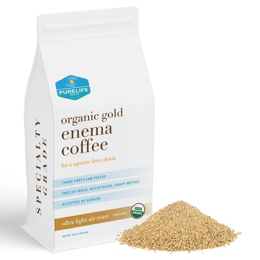 [BRSWG233DEMWYAY3] Purelife Enema Coffee - 1 Lb Organic Ultra LIght "Gold" Enema Coffee- Third Party Lab Tested -Contaminant Free - Specialty Grade Pre-Ground - Gerson Accepted for Superior Liver Detoxification