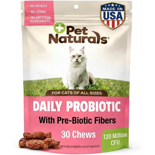 [BRSWIZQ2OQHWOA3E] Pet Naturals Daily Probiotic Soft Chews for Cats, Digestive and Immune Support Supplement, 100 Million CFU Per Chew, Duck, 30 Count
