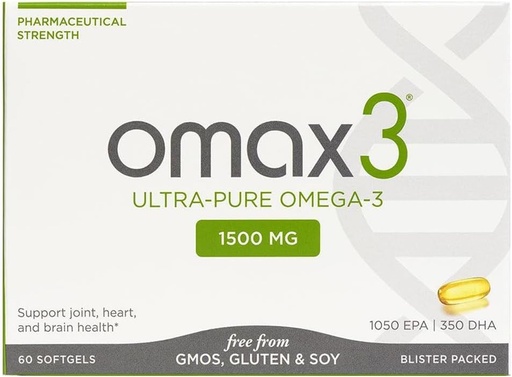 [BRSROGI6AUCW2YL2] Omax3 Natural Omega 3 Fish Oil Pills 1500 MG EPA DHA - Omega3 Fatty Acid Supplements Muscle & Joint - Gluten Free, Wild Caught, Non GMO, 60-Day Supply Blister Packed (2 Boxes)