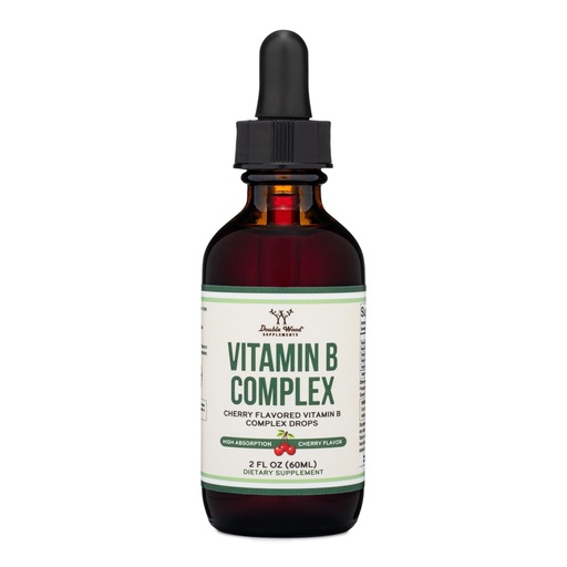 [BRSROBL2CEIAGDL3] Double Wood Supplements Liquid Vitamin B Complex - 2 Month Supply - Max Absorption - B3, B6, B7 (Biotin), B9, and Vitamin B12 - Cherry Flavor - 2 FL OZ