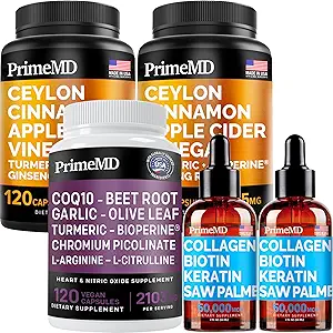 [BRSROAL2CUCRS2DO] Liquid Collagen Biotin (2pk), Ceylon Cinnamon (2pk), and Nitric Oxide (1pk) Supplement Bundle - Potent Vitamins for Hair, Skin, Nails, Heart, Metabolism, & Lipid Support - Non-GMO, Vegan, Gluten-Free