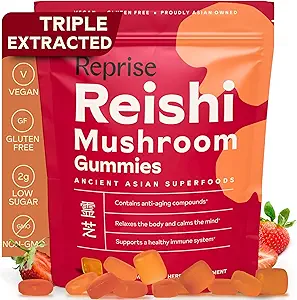[BRSROYL5A4HGOCD2] Reishi Mushroom Gummies | Hongo Reishi Mushroom Supplement Gummies (Lingzhi, Ganoderma Lucidum) | Full Spectrum Stress Gummies for Adults | Red Reishi Mushroom | Strawberry Flavor | 45 Count