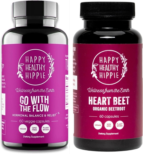 [BRSROCT6A4IQICAY] Happy Healthy Hippie Go with The Flow Hormone Balance Supplement (60ct) & Organic Beetroot Capsules (60ct)