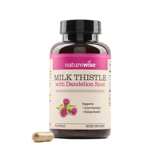 [BRSRAAIRDIAQEHLJ] NatureWise Milk Thistle with Dandelion Root - Silymarin - Antioxidant Liver & Kidney Health Support Supplement - Vegan, Non-GMO, Gluten Free - 60 Count[60-Day Supply]
