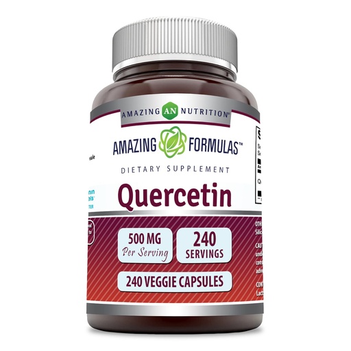 [BRSRMCYPAECGKFD4] Amazing Formulas Quercetin 500mg Veggie Capsules Supplement | Non-GMO | Gluten Free | Supports Overall Health & Well Being (240 Count)