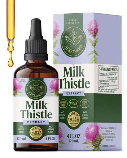 [BRSWYEARPJYQOETD] HERBAMAMA Milk Thistle Supplement for Liver Detox – Liver Support Supplement – Contains Silymarin – Vegan, Non-GMO, Alcohol & Sugar-Free, 56-Day Supply