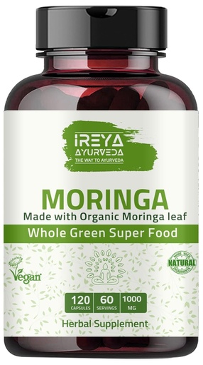 [BRSW2GQTCEMAIH3B] Moringa Capsule 1000 mg (120 Capsules), Moringa Powder Capsules Made from Organic Moringa Leaf Powder | Non-GMO Whole Green Super Food Nutrition 60 Days Supply