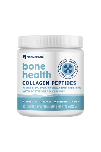 [BRSROEIRAUFAMYIV] NativePath Bone Health Collagen Peptides, Type 1 & 3, with Fortibone and Verisol, 7.9 Ounce, 30 Servings