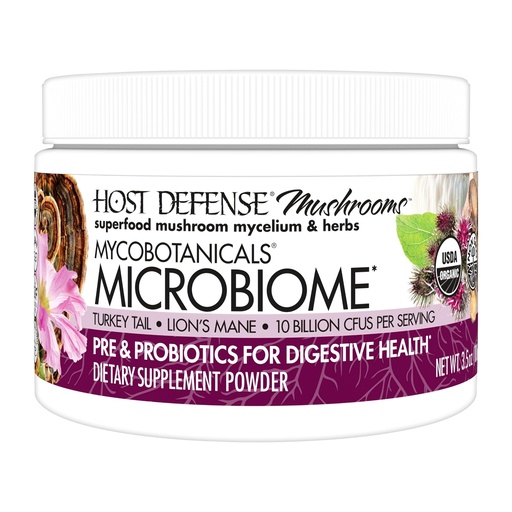 [BRSWYZICCN5BQ333] Host Defense MycoBotanicals Microbiome* Powder - Digestive & Immune Health Support Supplement - Gut Health Supplement with Turkey Tail, Lion's Mane & Reishi - 3.5 oz (33 Servings)*