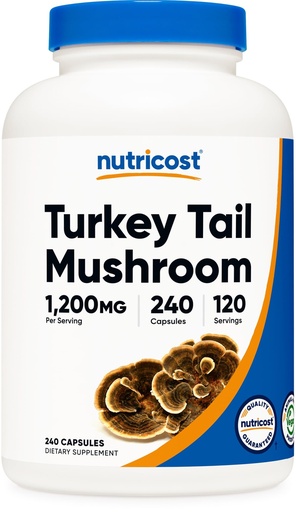 [BRSW2EIBB4DR6EL4] Nutricost Turkey Tail Mushroom Capsules 1200mg, 120 Servings (240 Capsules) - Gluten Free, Non-GMO, and Vegetarian Friendly