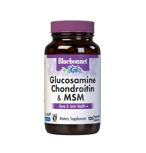 [BRSWIYY3BYEA43DG] Bluebonnet Nutrition Glucosamine Chondroitin & MSM, Glucosamine, Bone & Joint Health*, Non-GMO, Gluten-Free, Soy-Free, Dairy-Free, 120 Vegetable Capsules, 40 Servings