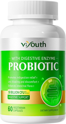 [BRSRAZI7AR5GOEQV] Probióticos para Hombres Mujer - Probiótico 50 Billones CFU 18 Strains & 5 Enzymes Digestivos para Salud Gut, Immune - Probióticos Capsules soporta Gas &amp; Bloating, Natural, No GMO, Gluten Free, 60ct