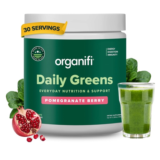 [BRSRAED2BACAKCTA] Organifi Daily Greens - Everyday Nutrition and Support - Greens Powder for Energy, Digestion, and Immunity, 30 Servings