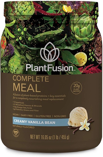 [BRSWIGDQCR6WYE3C] PlantFusion Complete Meal Replacement Shake - Plant Based Protein Powder with Superfoods, Greens & Probiotics - Vegan, Gluten Free, Soy Free, Non-Dairy, No Sugar, Non-GMO - Vanilla 1 lb