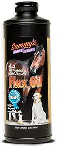 [BRSW2BD5A4NBQ2DB] Sammy’s™ Shiny Coat Flaxseed Oil - 100% Pure, Natural Flax Oil, Cold-Pressed, Excellent Source of Omega-3 for Your Furry Friend, for Healthier Skin and Coat of Your Dogs, Cats, Other Pets - 32 Oz