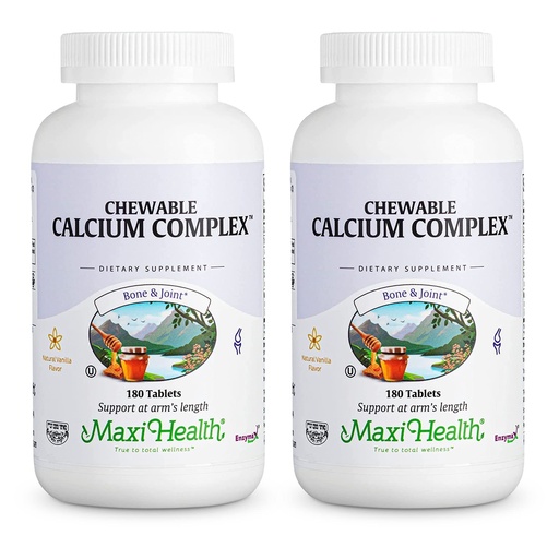 [BRSROZQROYPB4ALF] Maxi Health Chewable Calcium Complex – Vanilla Flavor Vitamin D3 and Magnesium Chewables to Help Support Bones – Kosher Magnesium and Calcium Supplement for Women and Men (180 Count, Pack of 2)