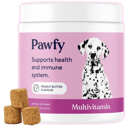 [BRSRMYANAF4AKCLH] Pawfy Dog Multivitamins 15 in 1 | Dog Vitamins for Skin & Coat - Supports Overall Wellness | Advanced Senior Dog Supplements from Occasional Itching | Puppy Tasty Vitamin C Chews - 30 Count