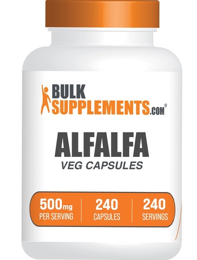 [BRSRA233CQBA22QV] BulkSupplements.com Alfalfa Extract Capsules - Alfalfa Supplement, Green Superfood Supplement - Vegan & Gluten Free, 1 Capsule per Serving (500mg), 240 Count (Pack of 1)