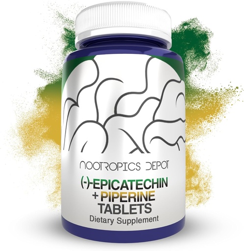 [BRSWGHT4OF6WEFLH] Nootropics Depot Epicatechin Tablets  200mg (−)−Epicatechin + 6mg Piperine for Bioavailability ← Green Tea Extract ← Promueve la Masa muscular, la Salud cardiovascular y la Energía.