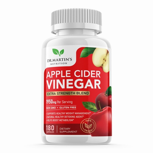 [BRSWGBA6DMHAYCQ6] Pure 1950mg Apple Cider Vinegar Supplement | 180 Capsules | No Sour Taste | Pills for Healthy Metabolism, Bloating & Energy | Detox & Digestion Support| Non-GMO, Gluten Free | 100% Natural & Raw