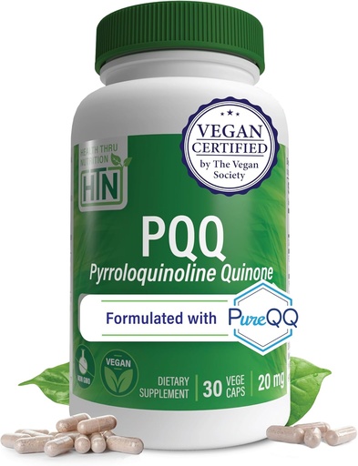 [BRSWIGQ2O57BQCDO] Health Thru Nutrition PQQ 20mg 30 Servings Pyrroloquinoline Quinone as PureQQ | Promotes Mitochondrial Biogenesis | Certified Vegan | Non-GMO Gluten Soy Free Capsules| Clean Label PQQ Supplement