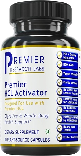 [BRSWYAIBDEFAKDTB] Premier Research Labs Premier HCL Activator - Pepsin Digestive Enzymes Supplemento per la funzione digestiva ottimale per gli uomini e le donne, basso acido stomach, assorbimento nutriente - 90 capsule vegetariane