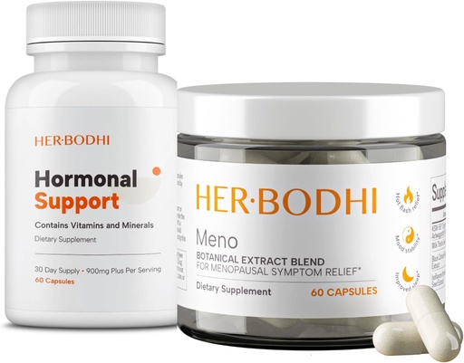 [BRSRABIPDIFQYFAY] Meno & Hormonal Support Supplements - Menopause Hormonal Balance for Women (60 Caps) & Hormone Balance Supplement for Women, PMS Support Supplement (60 Caps), 2 Items