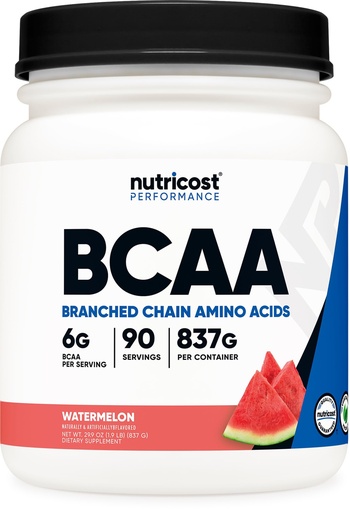 [BRSWGFD2AUCBACTZ] Nutricost BCAA Powder (Watermelon, 90 Serv) - Optimal 2:1:1 Ratio