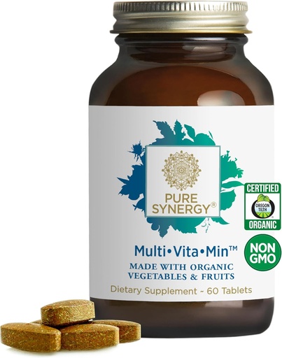 [BRSWI2QBAUORA2DO] PURE SYNERGY Multi · Vita · Min Multivitamin 124; Vegan Multivitamin Made with Organic Whole Foods CLANE124; 2x denně doplněk pro muže a ženy 124; Core Nudents for Energy, Mood, Imunity, and Bone Health (60 Tablet)