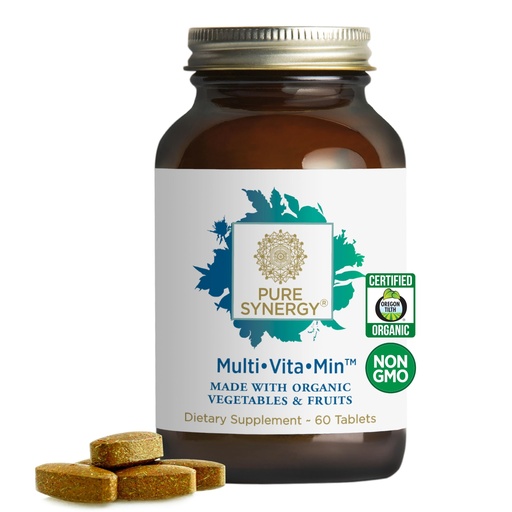 [BRSWI2QBAUORA2DO] PURE SYNERGY Multi·Vita·Min | Vegan Multivitamin Made with Organic Whole Foods | Twice Daily Supplement for Men and Women | Core Nutrients for Energy, Mood, Immune, and Bone Health (60 Tablets)