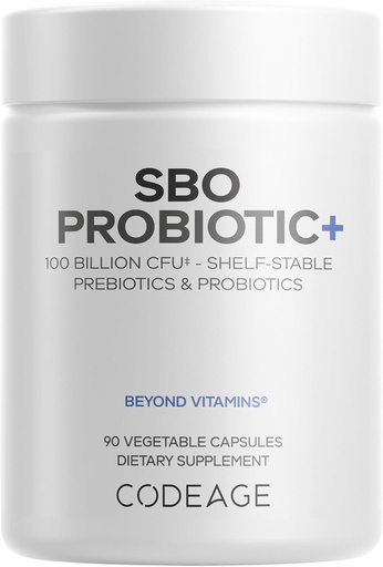 [BRSWGHAQCF5GK3Q3] Codeage SBO Probiotics, 100 Billion CFUs Por Serving, Multi Strain Soil Based Organisms Blend and Organic Fermented Botanical Blend, Shelf-Stable, 90 Capsules