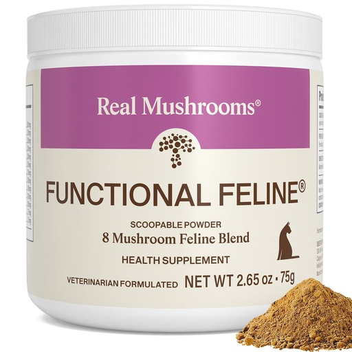 [BRSRA2YQCAMGYFI3] Real Mushrooms Cat Supplement Powder – Organic Mushroom Blend with Antarctic Krill & Ashwagandha – Cat Vitamins for Older Cats or Kittens – 2.65 oz Functional Feline Formula