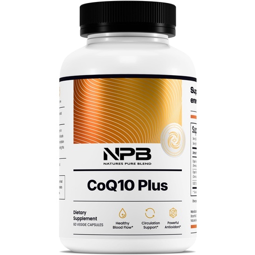 [BRSW2BL2CEAR6ADO] Nature's Pure Blend CoQ10 Plus – Antioxidant Formula with Arjuna & Shankhpushpi – CoQ10 Ubiquinol for Circulation, Blood Flow & Energy – Coenzyme Q10 Supplement for Immune System – 60 Capsules