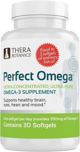 [BRSWGHD6BF7WO3A6] Therabotanics Perfect Omega Fish Oil Supplement EPA & DHA – High Absorption, Concentrated Omega 3 for Heart, Brain, Eye, & Metabolic Health - Alaskan Fish Oil Softgels - 30 Count (Pack of 1)