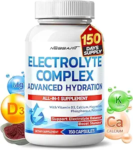 [BRSRAGANO4JRUCDF] Electrolyte Complex - Advanced Hydration with Vitamin D3, Calcium, Magnesium, Phosphorus, Potassium - 150 Count - Made & Tested in The USA