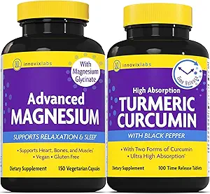 [BRSROZQECAOR6DLG] Magnesium & Curcumin Bundle: InnovixLabs Advanced Magnesium (150 Time-Release Capsules) InnovixLabs Turmeric Curcumin (100 Time-Release Tablets). Promotes Relaxation, Bones, Muscle and Immune Health.*