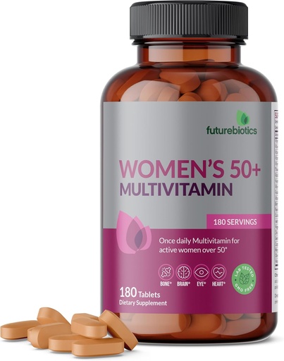 [BRSROZAHOIIBMEL2] Futurebiotika Ženské 50 + Multivitamin Jednou denně Multivitamin pro aktivní ženy nad 50, Non- GMO, 180 Tablety