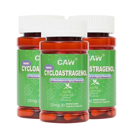 [BRSW2YY5O4DQ4HIZ] CAW Nano Cycloastragenol 25Mg | Telomerase Activation DNA Repair | Better Absorption Immunity Boost | 30 Enteric-Coated Vegetarian Capsules (3 Bottles)