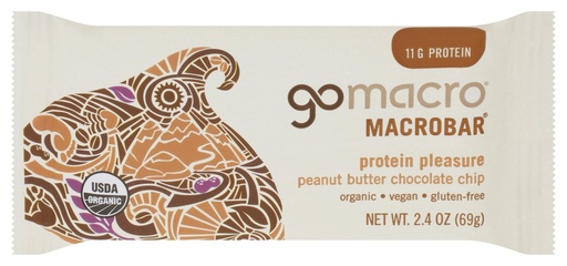 [BRSWIYABCIAA2FY5] GoMacro, Protein Pleasure Bar, Peanut Butter Chocolate Chip, 2.4 oz