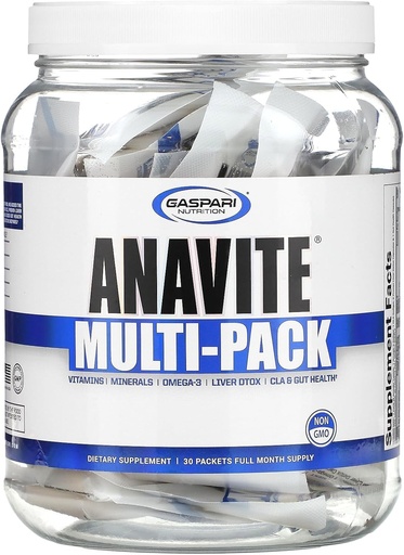 [BRSRMZAOCMMGAC3U] Anavite de la nutrition Gaspari, packs multivitamines à spectre complet, multivitamines d'anavite, CLA, Oméga 3s, Gut prouvé et Détox du foie prouvé, tous en 1 (30 portions, 5 en 1 paquet multivitamine)