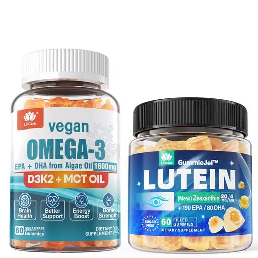 [BRSRABTQA4MA2CD5] LILICARE Sugar Free Lutein 20mg 40mg & Vegan Omega3 Gummies 1280mg