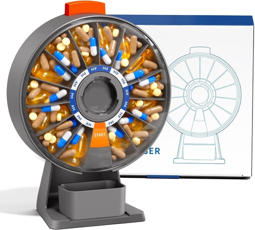 [BRSRAFAEOQCGMH35] Odaro ขนาดใหญ่ Pyl Dipenser, Weekly Pulder 7 Dail PM / 14 Day Pyl Pieter, Daily My Mil Prographer with Wall-mounted or stand for view, Supplement, Medical - Gray