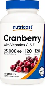 [BRSWKHD7BEEBO2DI] Nutricost Cranberry Extract 25,000mg (120 Servings) 2 Bottles with Vitamin C and Vitamin E