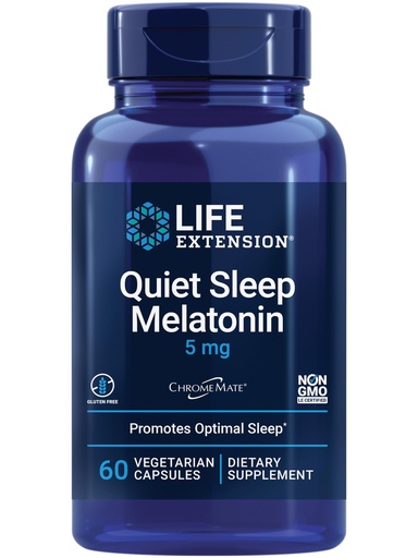 [BRSWIEIYOYHGOEQV] Life Extension Quiet Sleep Melatonin, 5 mg, Powerful Sleep Support, Healthy circadian Rhythms, Cellular Defense, Gluten-Free, Non-GMO, Vegetarian, 60 Capsules